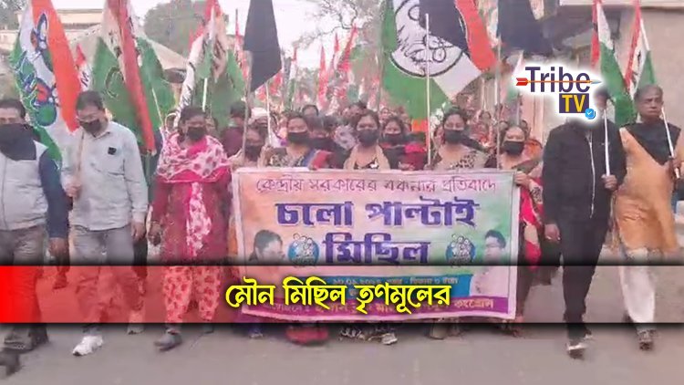 মুখে কালো কাপড় বেঁধে তৃণমূলের চলো পাল্টাই মিছিল