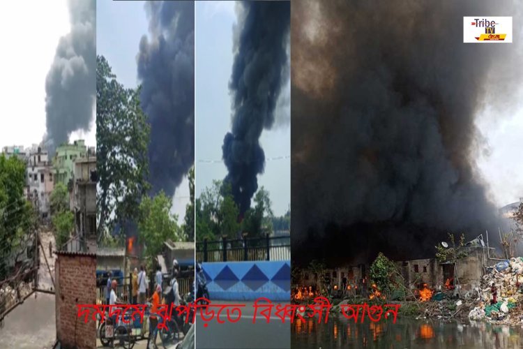 দমদমে বস্তিতে বিধ্বংসী আগুন, ঘটনাস্থলে দমকলের একাধিক ইঞ্জিন